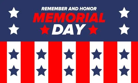 Memorial Day in United States. Remember and Honor. Celebrated in May. Vector Stock Illustration
