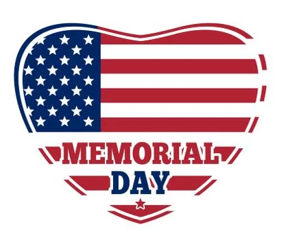 Memorial Day. US Flag in shape of heart Stock Illustration