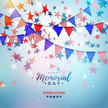 Memorial Day of the USA Vector Design Template with American Color Party Flag Stock Illustration
