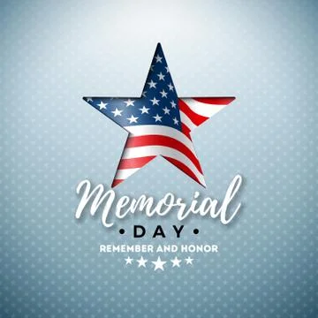 Memorial Day of the USA Vector Design Template with American Flag in Cutting Stock Illustration