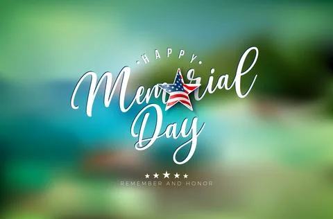 Memorial Day of the USA Vector Design with American Flag in Cutting Star Symbol Stock Illustration