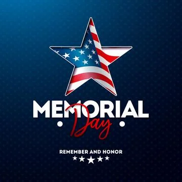 Memorial Day of the USA Vector Illustration with American Flag in Star Symb.. Stock Illustration