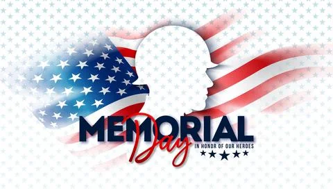 Memorial Day of the USA Vector Illustration with American Flag and Patrioti.. Stock Illustration