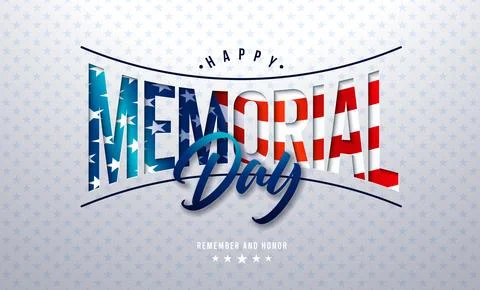 Memorial Day of the USA Vector Illustration with American Flag in Text Labe.. Stock Illustration