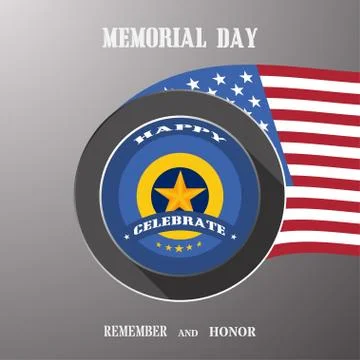 Memorial Day vector poster with label cut from paper, usa flag, shadow and .. Stock Illustration