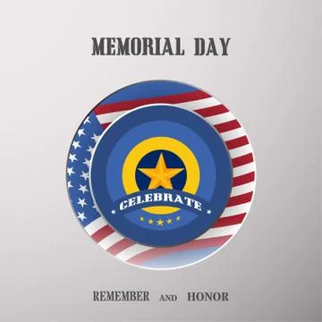 Memorial Day vector poster with medal cut from paper, usa flag, shadow and .. Stock Illustration