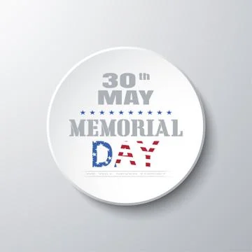 Memorial Day vector poster with round label cut from paper and shadow on th.. Stock Illustration