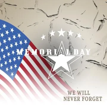 Memorial Day vector poster with text on the gradient brown background with .. Stock Illustration