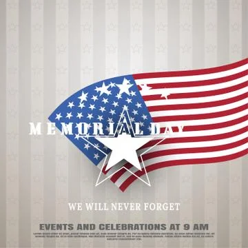 Memorial Day vector poster with text on the gradient brown background with .. Stock Illustration