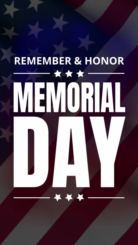 Memorial Day Vertical Video Background with American Flag and Bold Text. 库存影片 334024042