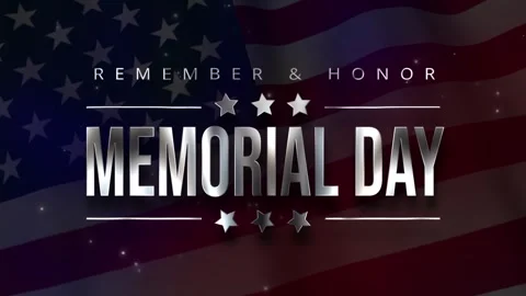 Memorial Day Video Background with Silver Metallic Text and American Flag Stock-Footage 334110287