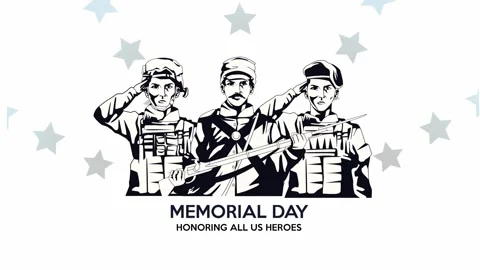 Memorial day video with hand drawn soldiers saluting and holding rifle agai.. 動画素材 338312355