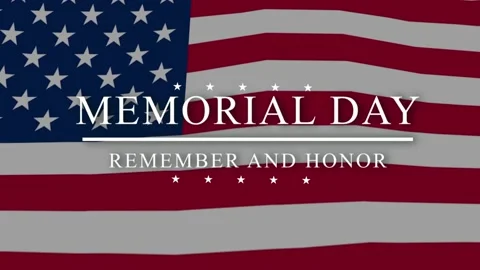 Memorial day waving flag animation banner Stock Footage 238889634