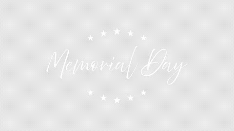 Memorial Day white text animation with stars on transparent background. Video stock 333355648