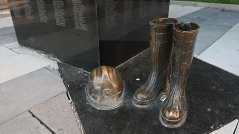 Memorial dedicated to the miners in Trepca. Stock Footage 310043078