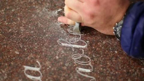 Memorial. The engraving on the stone Stock Footage 70961566