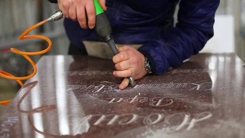 Memorial. The engraving on the stone Stock Footage 70961581