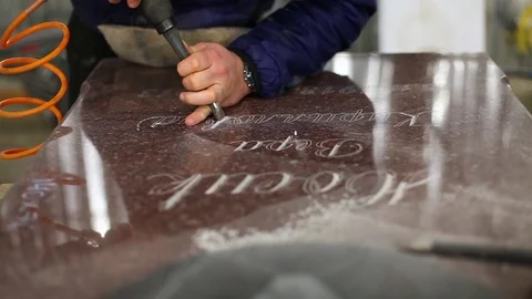 Memorial. The engraving on the stone Stock Footage 70961614