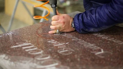 Memorial. The engraving on the stone Stock Footage 70961619