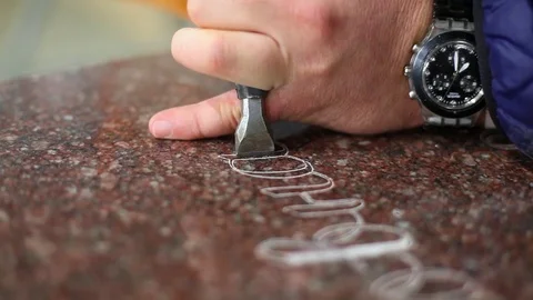 Memorial. The engraving on the stone Stock Footage 70961643