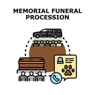 Memorial funeral procession event planning concept Stock Illustration