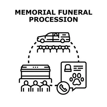 Memorial funeral procession event planning concept Stock Illustration