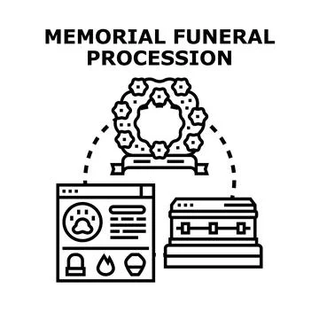 Memorial funeral procession planning and remembrance services Illustrazione stock