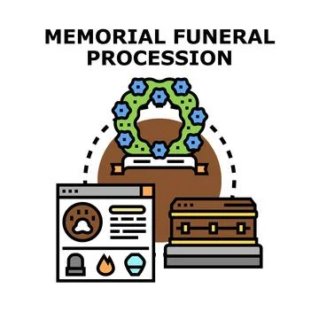 Memorial funeral procession planning and remembrance services Stock Illustration