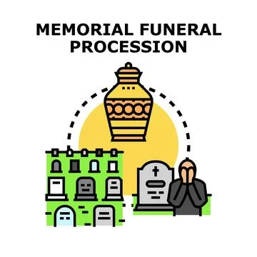 Memorial funeral procession vector concept illustration icon Ilustración de archivo