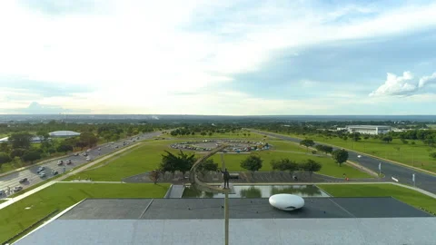 Memorial JK Praça do Cruzeiro Brasília aerial drone Stock Footage 148482950