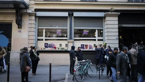 Memorial for kurdish victims of shooting attack in Paris , 25 december 2022 Stock Footage 228465845