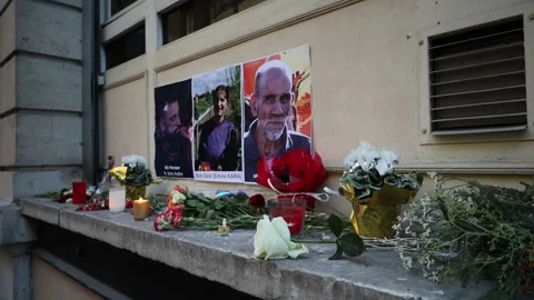 Memorial for kurdish victims of shooting attack in Paris , 25 december 2022 Stock Footage 228465878