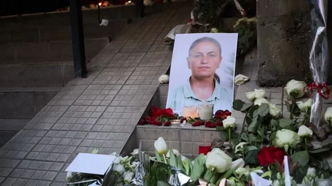 Memorial for kurdish victims of shooting attack in Paris , 25 december 2022 Stock Footage 228466024