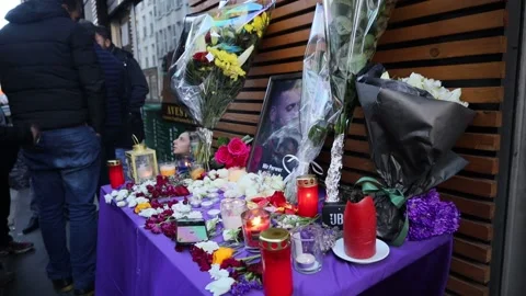 Memorial for kurdish victims of shooting attack in Paris , 25 december 2022 Stock Footage 228466201