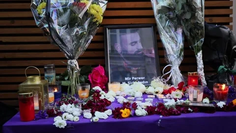 Memorial for kurdish victims of shooting attack in Paris , 25 december 2022 Stock Footage 228466233