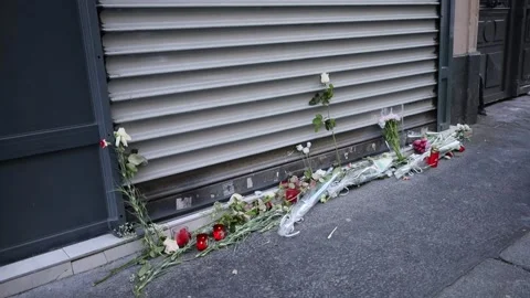 Memorial for kurdish victims of shooting attack in Paris , 25 december 2022 Stock Footage 228466596