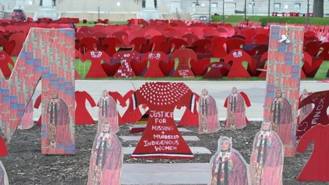 Memorial to the missing and murdered Indigenous women. Video stock 155031295