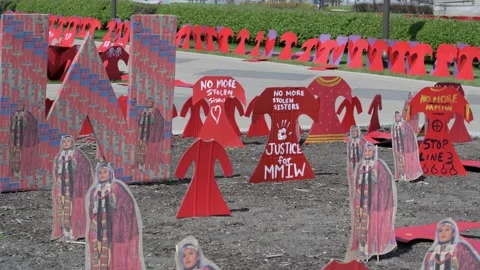 Memorial to the missing and murdered Indigenous women. Video stock 155032526