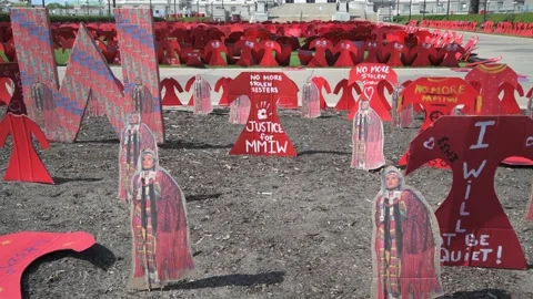 Memorial to the missing and murdered Indigenous women. Video stock 155032731