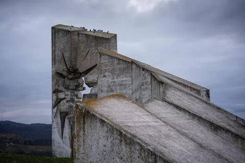 Memorial monument complex on mountain Kadinjača Foto stock