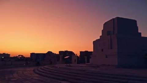 Memorial Monument Sunset Warm Sky Stock-Footage 313082542