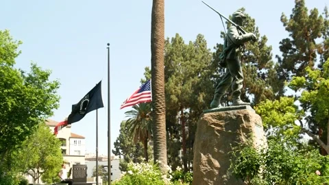 Memorial Park Flags Veterans Pasadena California USA 스톡 동영상 155927565
