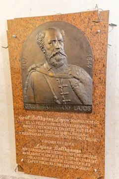 Memorial plaque to Count Batthyany, the first Prime Minister of Hungary, Stock Photos