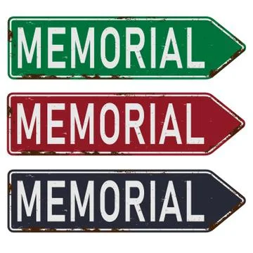 Memorial rusty grunge old vector road sign arrow Stock Illustration