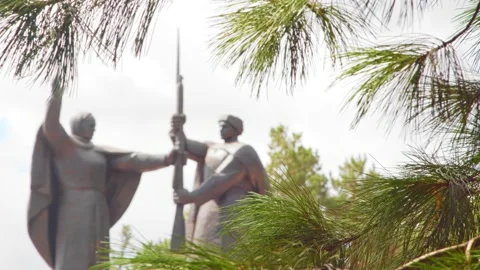 Memorial of the Second World War against the background of the Christmas tree Stock Footage 169988349