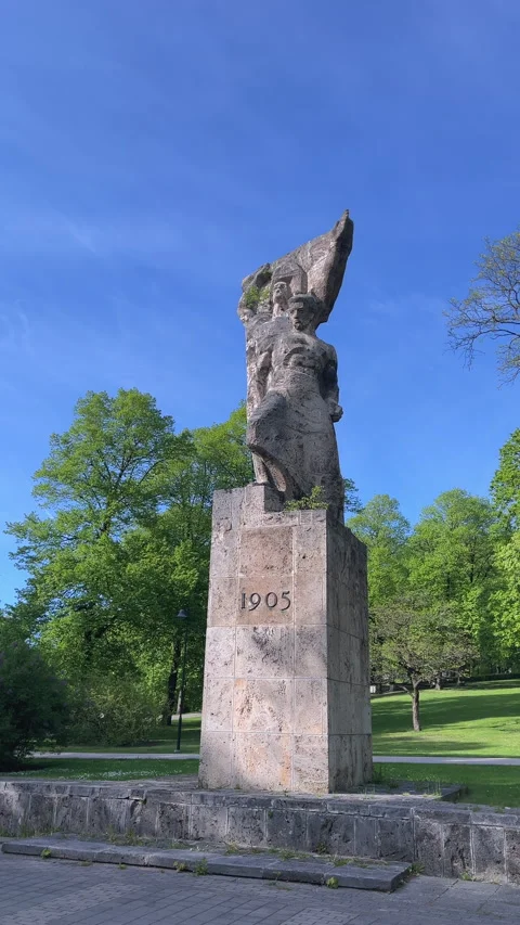 Memorial Statue in Riga Latvia under Blue Sky, Riga, May, 2025 Stock Footage 310139129