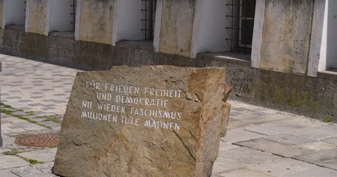 Memorial stone in front of the birth house of Adolf Hitler Stock Footage 113862454