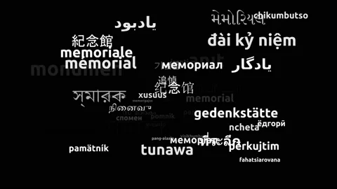 Memorial Translated in 46 Worldwide Languages Endless Looping 3d Zooming Word Video stock 145208008