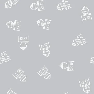 Memorial urn line seamless pattern Stock Illustration