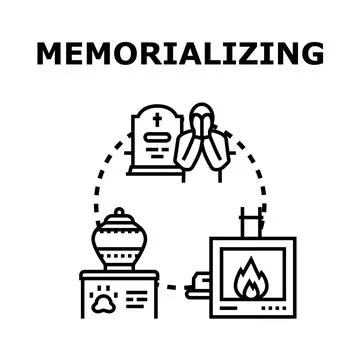 Memorializing deceased loved ones concept and rituals Stock Illustration
